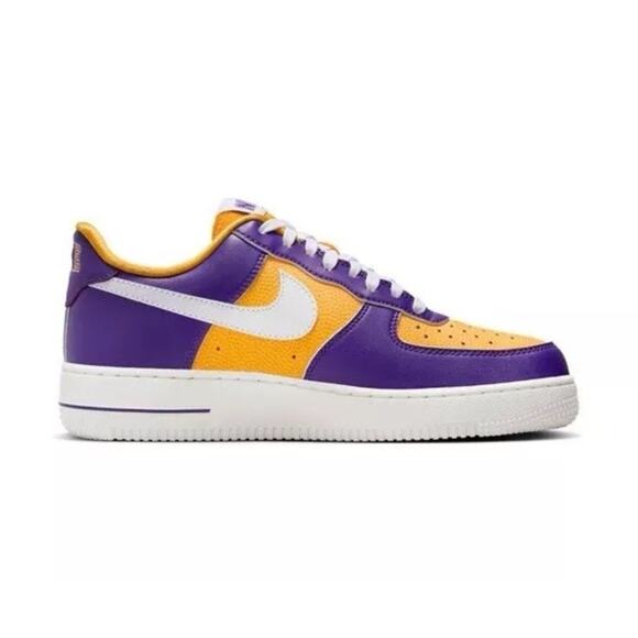 Sz 9 Wmn NIKE Air Force 1 '07 SE Court Purple University Gold Yellow FJ1408-500 - Picture 4 of 8